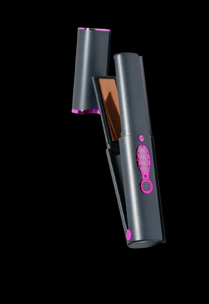 Ceramic-titanium travel hair straightener